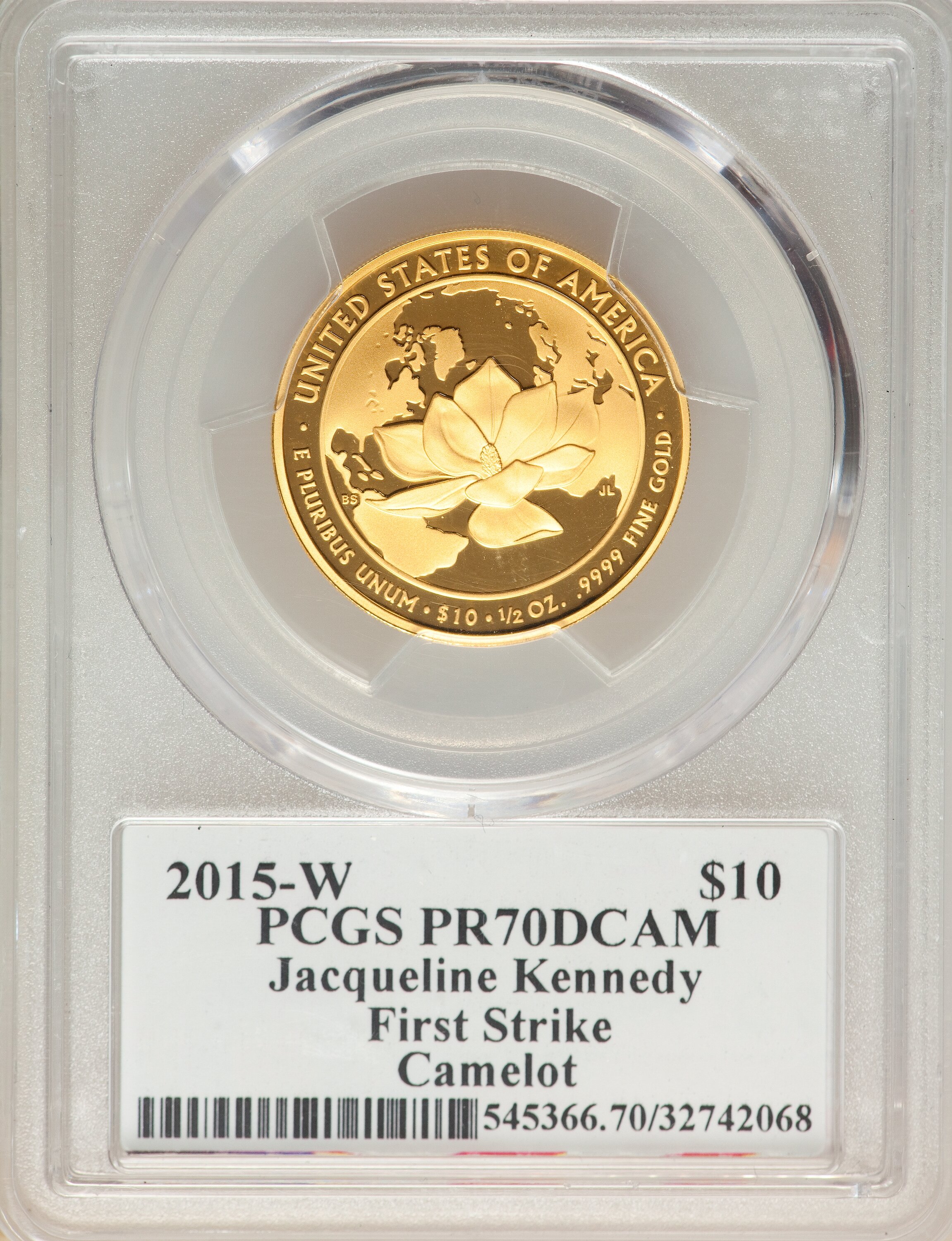 image for: 2015-W $10 Jacqueline Kennedy, First Strike PR70 Deep Cameo PCGS. PCGS Population: (439). NGC Census: (0). PR70....
