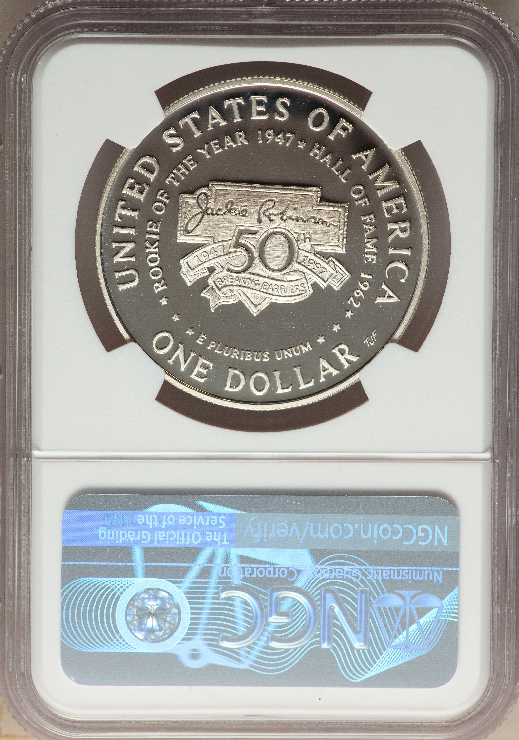 1997-S S$1 Jackie Robinson PR DCAM PR70 DCAM thumbnail 7