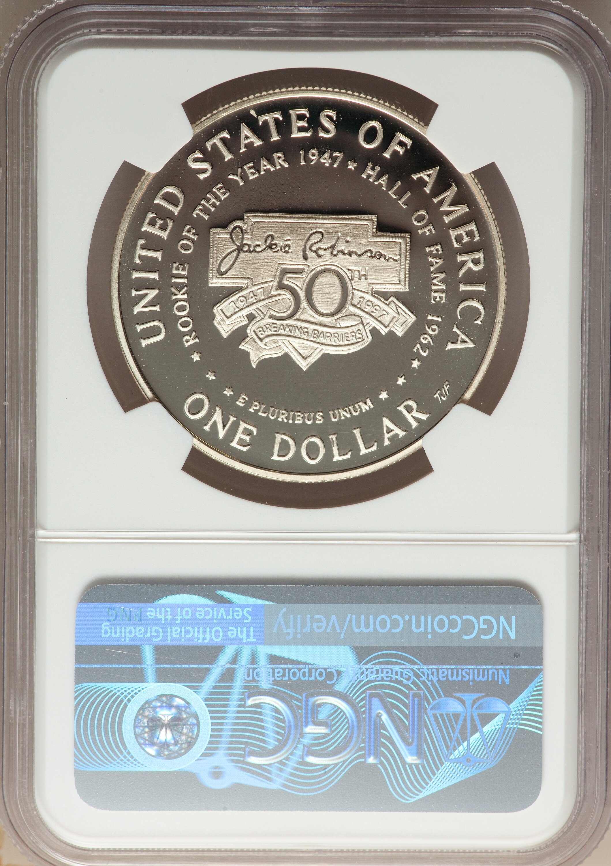 1997-S S$1 Jackie Robinson PR DCAM PR70 DCAM thumbnail 5
