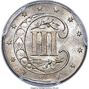 image for: 1855 3CS MS67 PCGS....