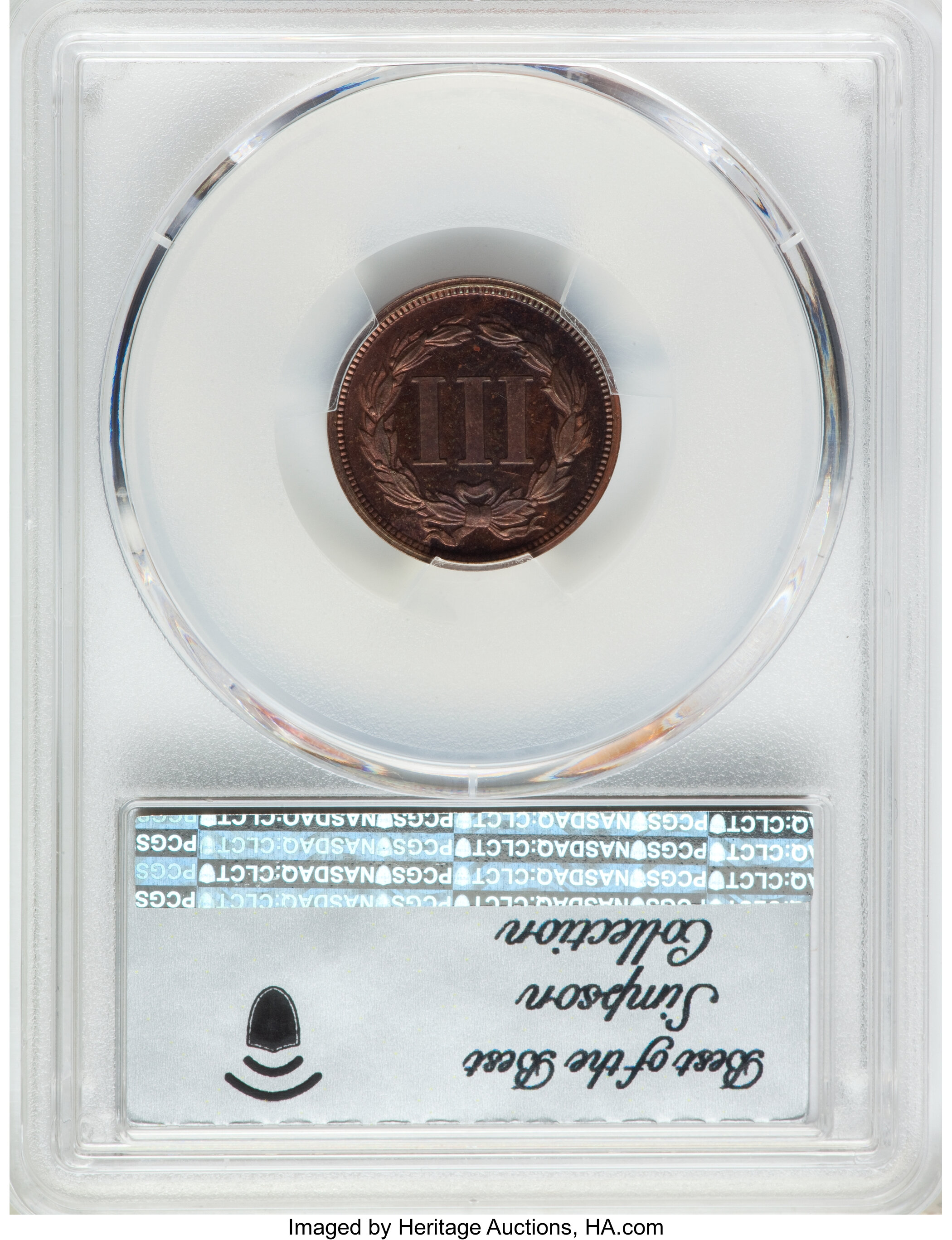 image for: 1868 3C Three Cent Nickel, Judd-619, Pollock-688, Low R.7, PR65 Red and Brown PCGS. ...