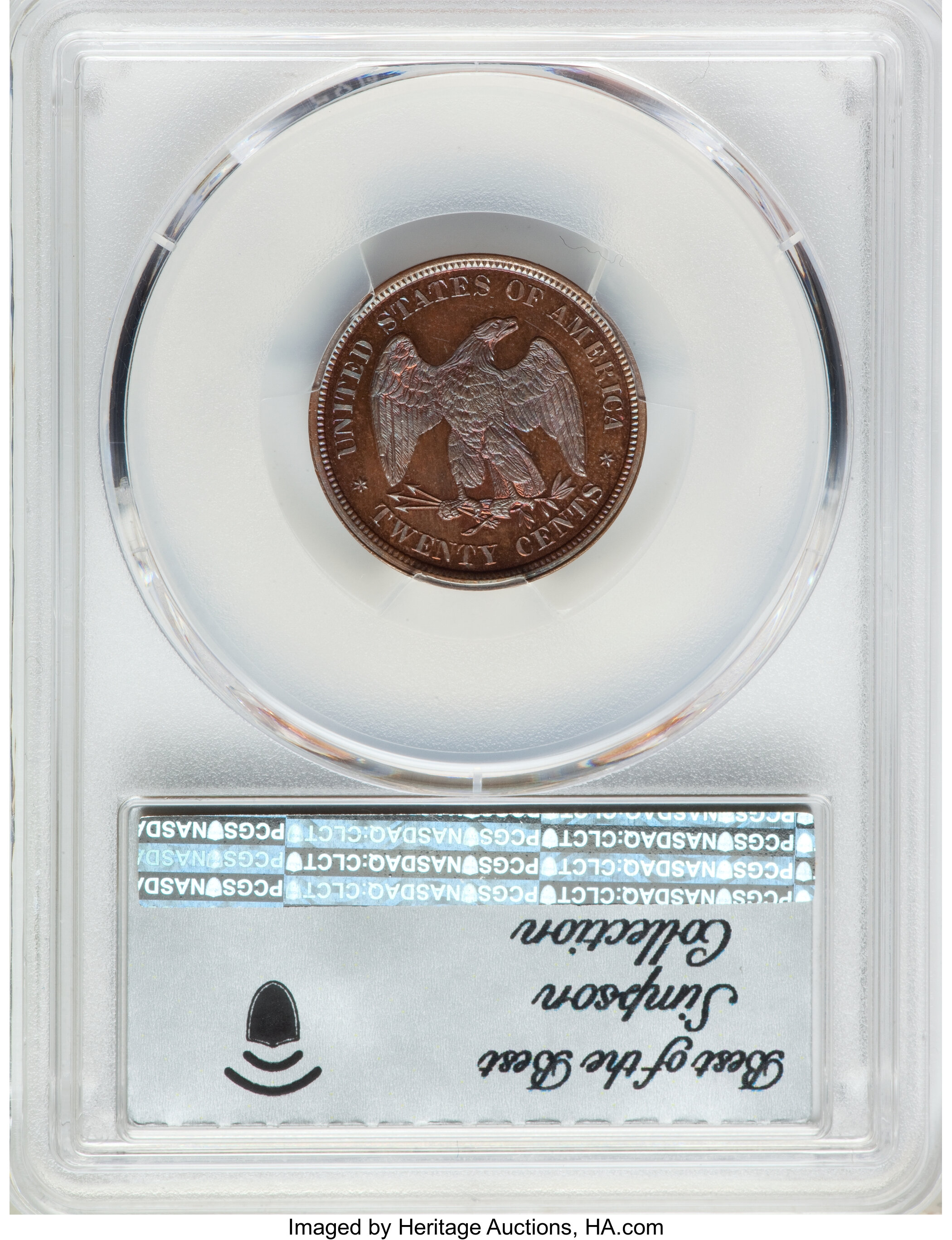 image for: 1874 20C Twenty Cents, Judd-1355, Pollock-1499, Low R.6, PR67 Red and Brown PCGS....