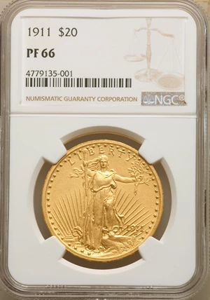 image for: 1911 $20 PR66 NGC. JD-1, R.5....