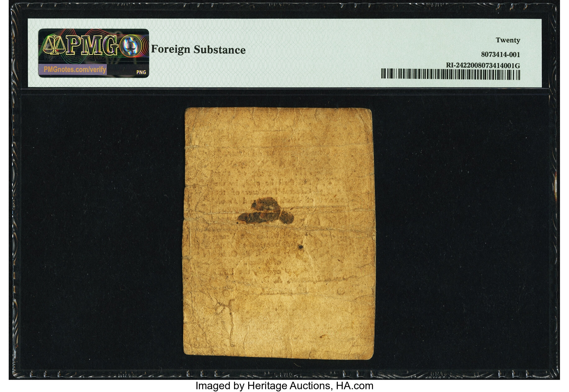 image for: Rhode Island September 5, 1776 $1/8 PMG Very Fine 20....