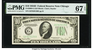 image for: Fr. 2009-G $10 1934D Federal Reserve Note. PMG Superb Gem Unc 67 EPQ....