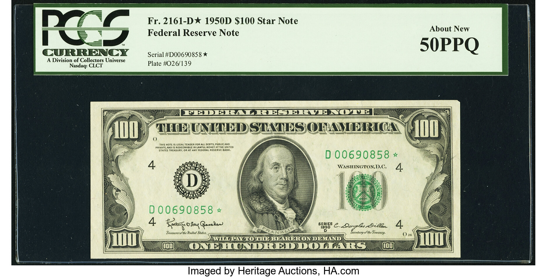 image for: Fr. 2161-D* $100 1950D Federal Reserve Note. PCGS About New 50PPQ....