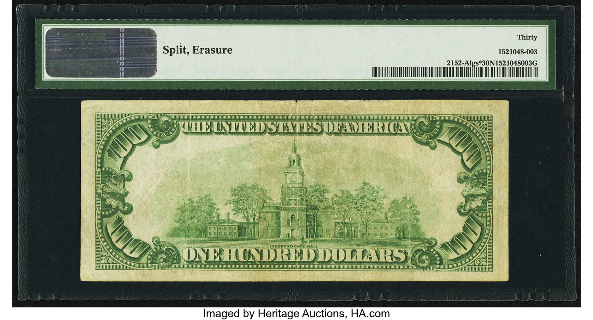image for: Fr. 2152-A* $100 1934 Light Green Seal Federal Reserve Note. PMG Very Fine 30 Net....