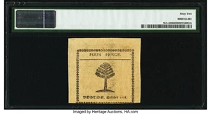 image for: Massachusetts October 16, 1778 4d PMG Uncirculated 62....