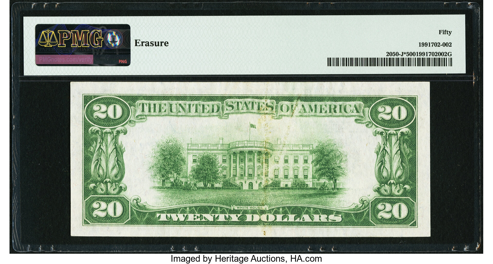 image for: Fr. 2050-J* $20 1928 Federal Reserve Note. PMG About Uncirculated 50....