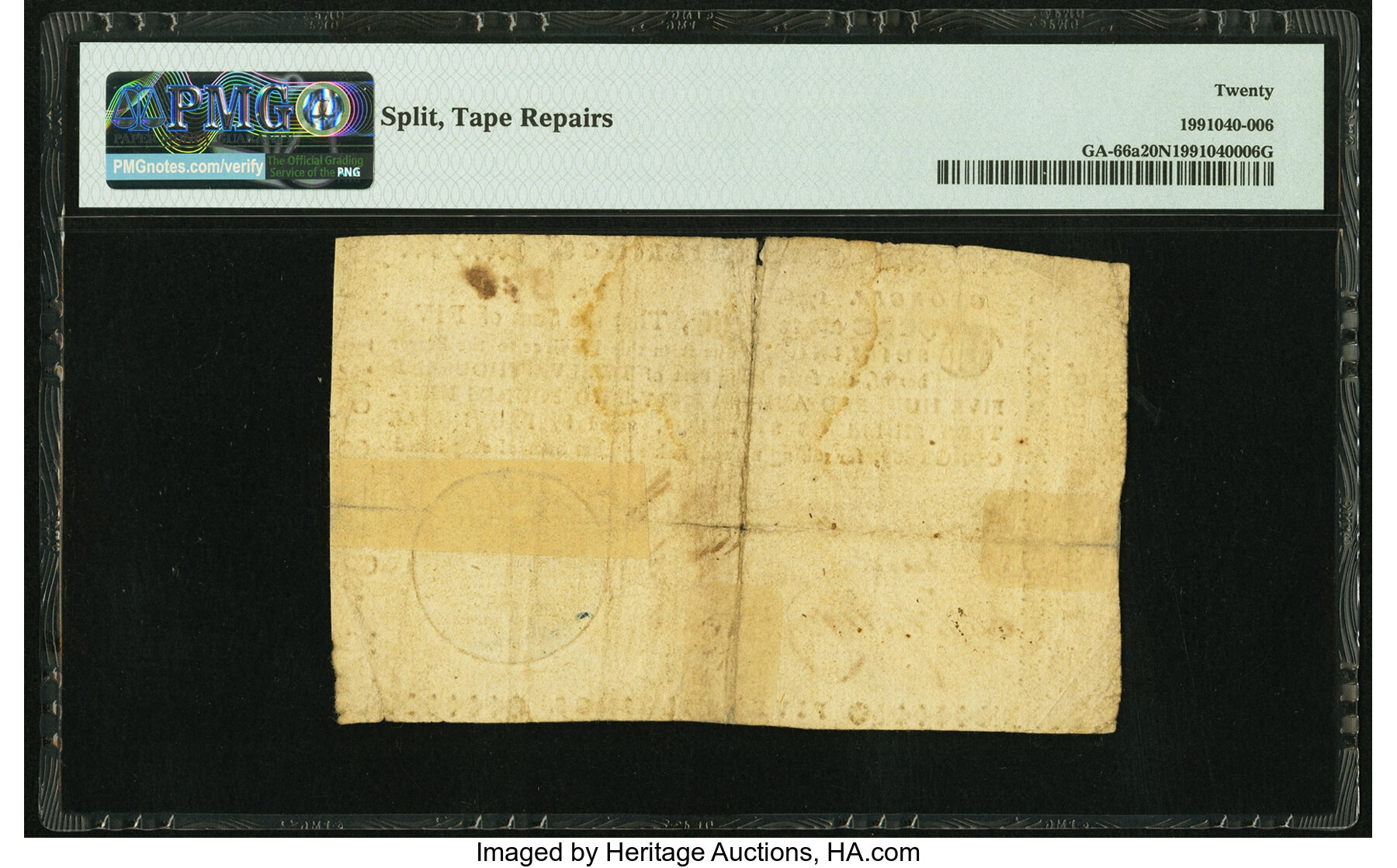 image for: Georgia 1776 Sterling Denominations 5 Shillings Blue Seal Hope with SPERANDUM Fr. GA-66a PMG Very Fine 20 Net....