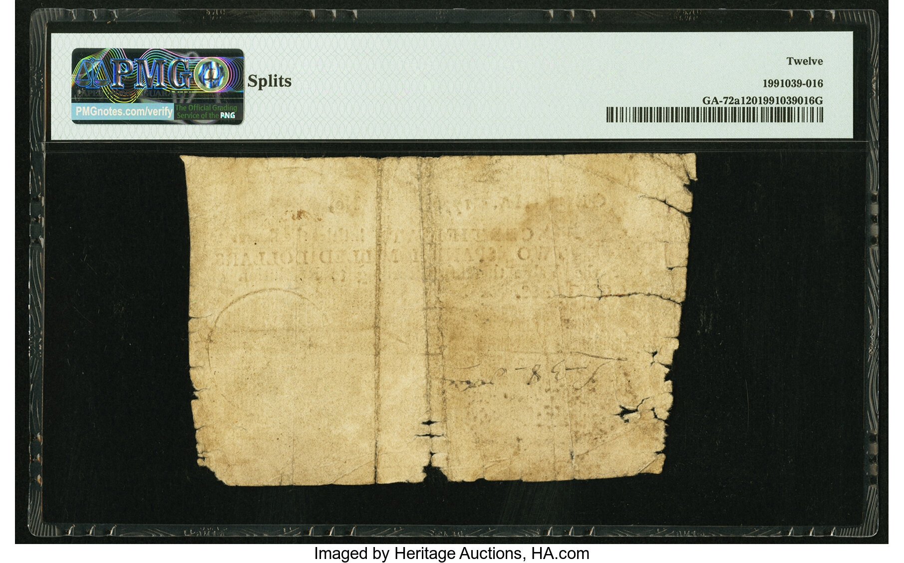 image for: Georgia 1776 Light Blue Seal $2 Floating Jugs Fr. GA-72a PMG Fine 12....