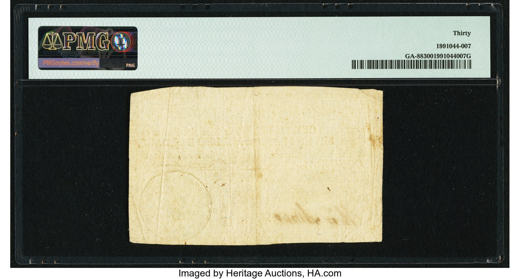 image for: Georgia 1777 No Resolution Date $7 Fr. GA-88 PMG Very Fine 30....