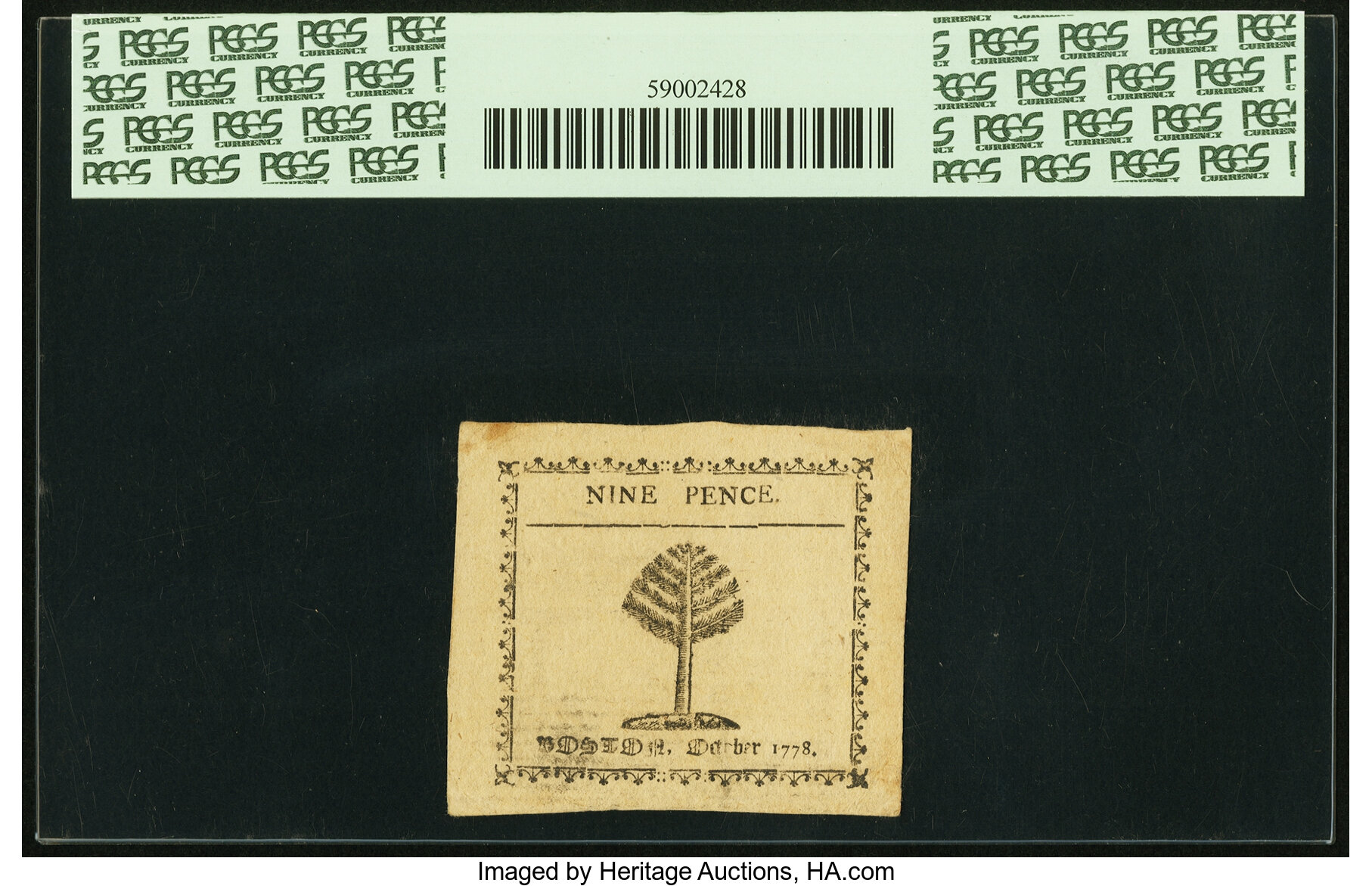 image for: Massachusetts October 16, 1778 9 Pence Fr. MA-259 PCGS Choice About New 55PPQ....