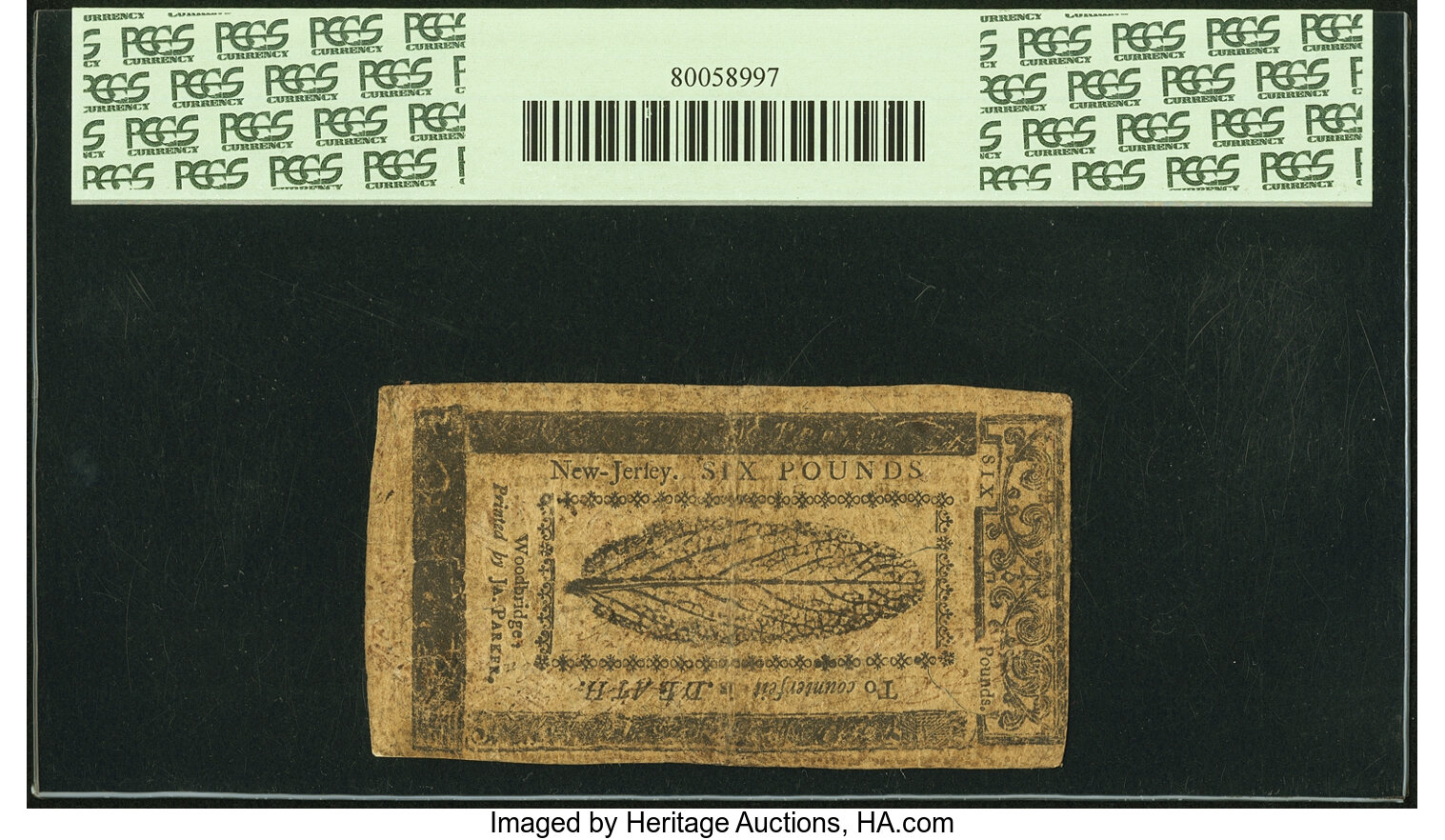 image for: New Jersey April 12, 1760 6 Pounds Fr. NJ-141 PCGS Very Fine 30PPQ....