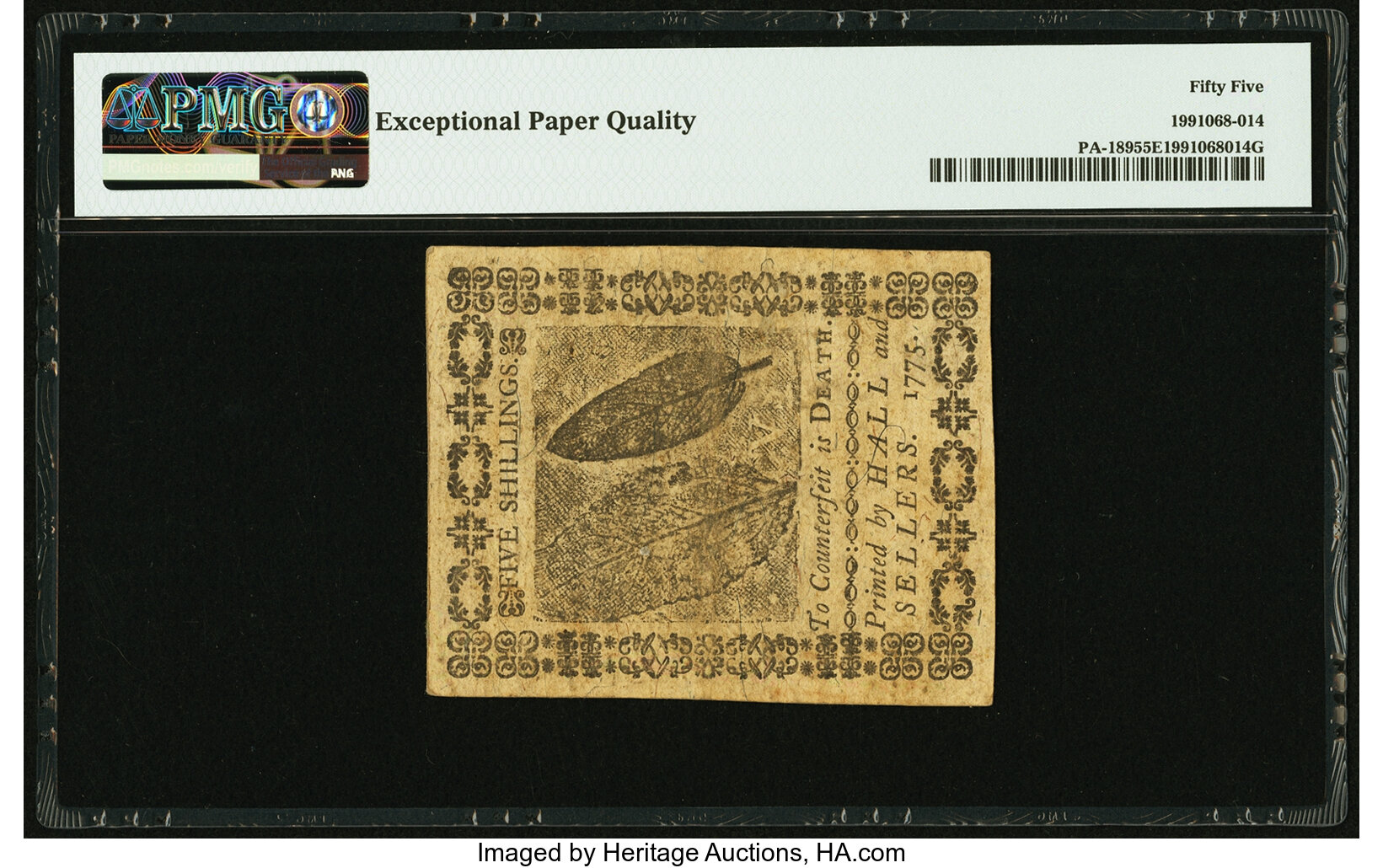 image for: Pennsylvania October 25, 1775 5 Shillings Fr. PA-189 PMG About Uncirculated 55 EPQ....