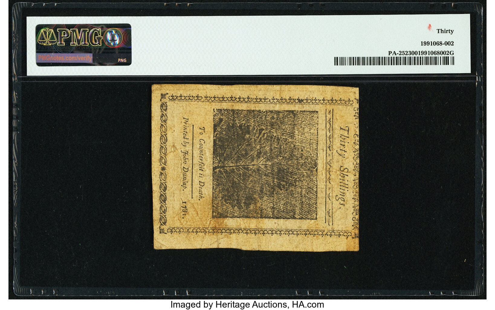 image for: Pennsylvania April 20, 1781 30 Shillings Fr. PA-252 PMG Very Fine 30....