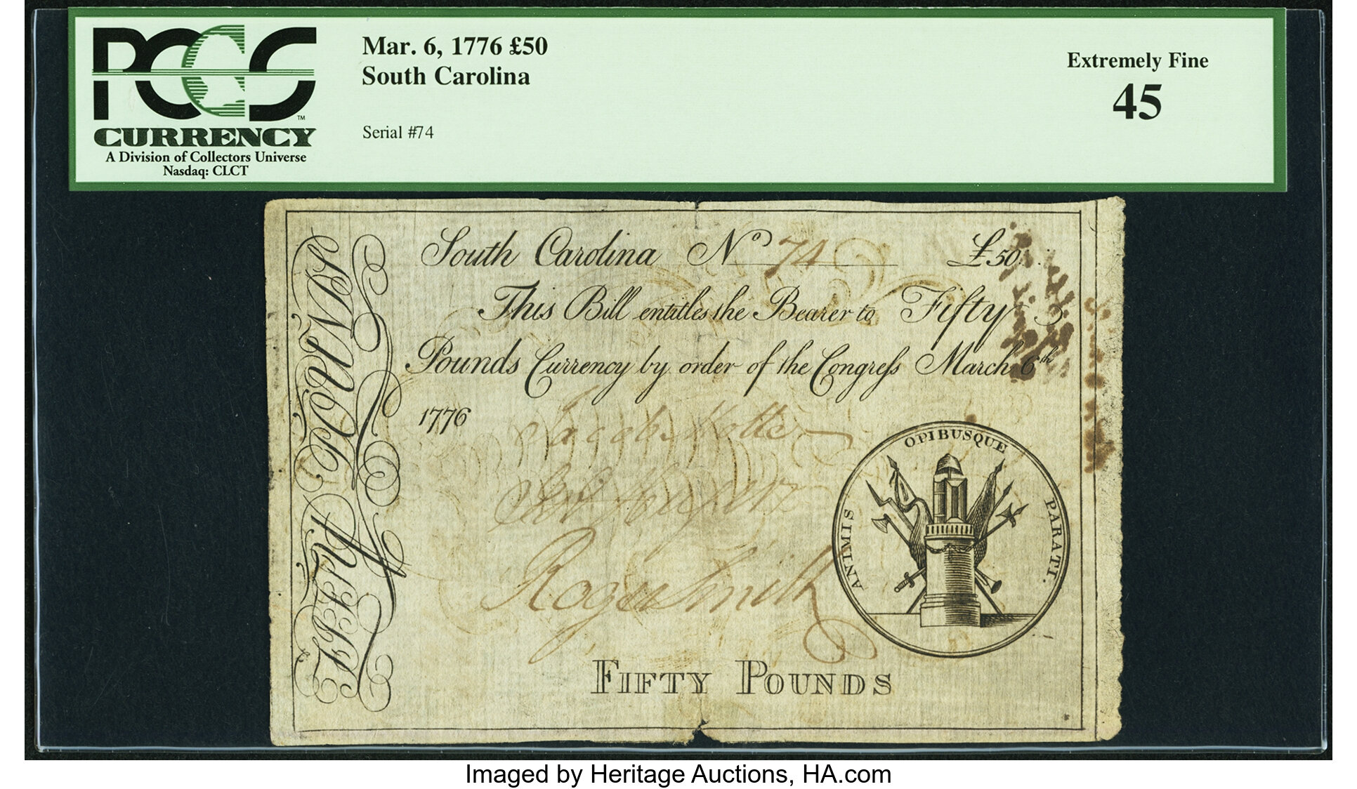 Mar 6, 1776 £50 South Carolina (Fr. SC127)
