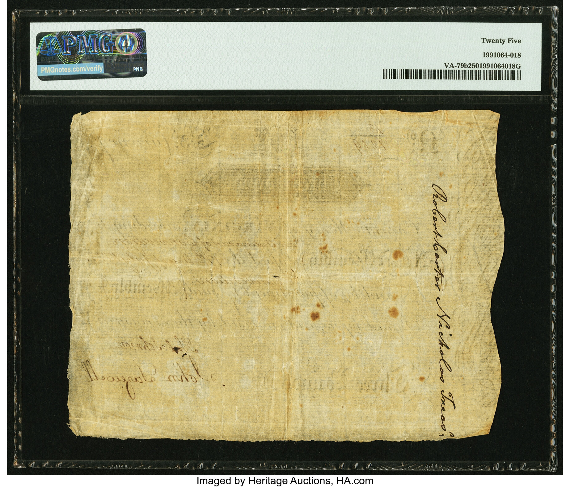 image for: Virginia July 17, 1775 3 Pounds Ashby Note Fr. VA-79b PMG Very Fine 25....