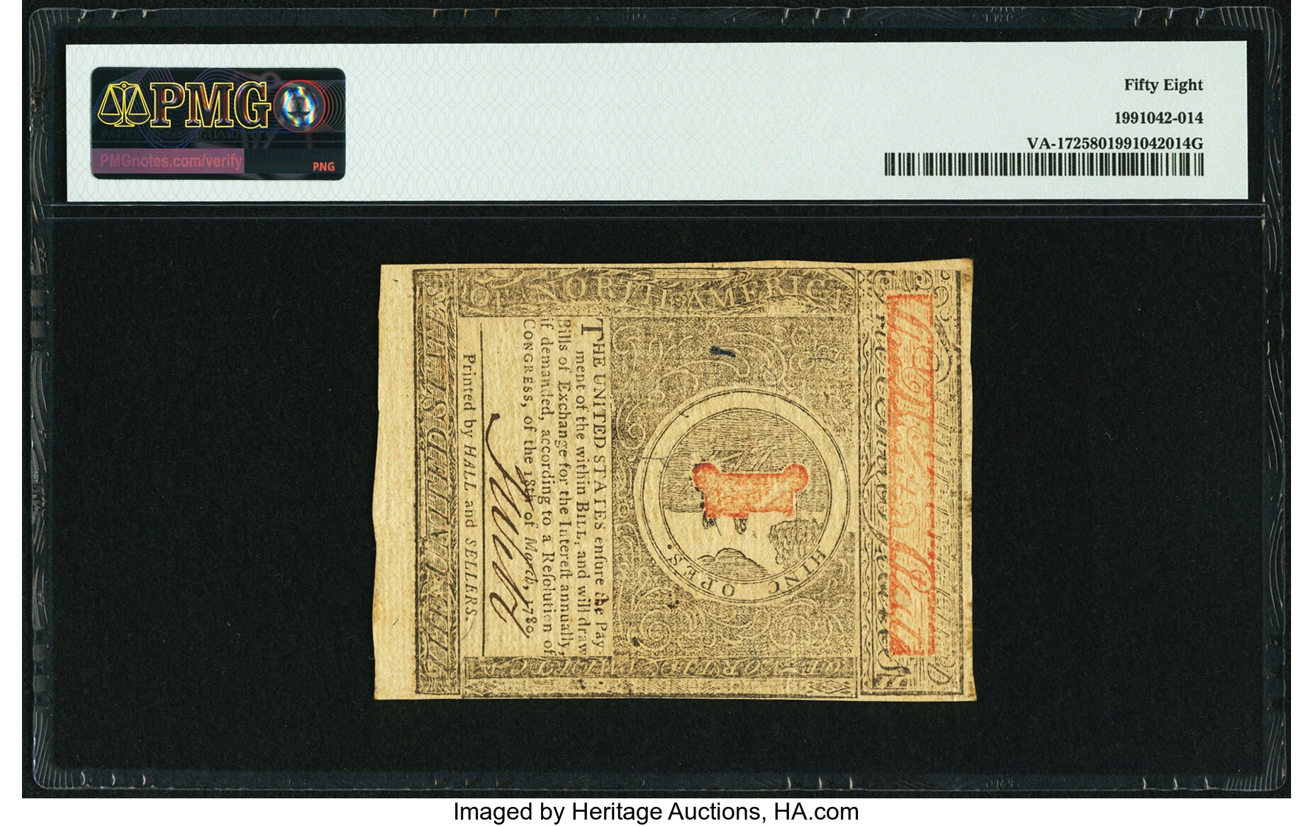 image for: Virginia May 1, 1780 $2 Fr. VA-172 PMG Choice About Uncirculated 58....