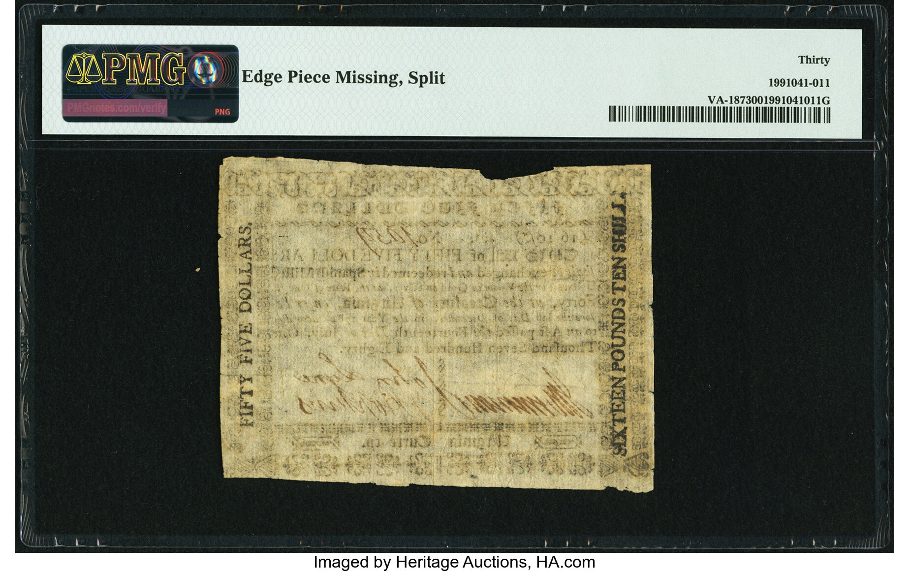image for: Virginia July 14, 1780 $55 Fr. VA-187 PMG Very Fine 30....
