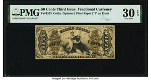 image for: Fr. 1353 50¢ Third Issue Justice PMG Very Fine 30 EPQ....