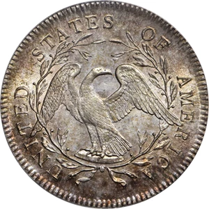 image for: 1795 Flowing Hair Silver Dollar. BB-14, B-4. Rarity-3. Two Leaves. MS-65 (PCGS). CAC. OGH.