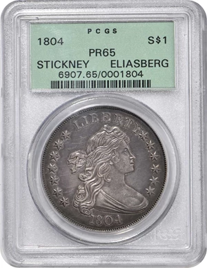 image for: 1804 Draped Bust Silver Dollar. Class I Original. BB-304. Proof-65 (PCGS). OGH.