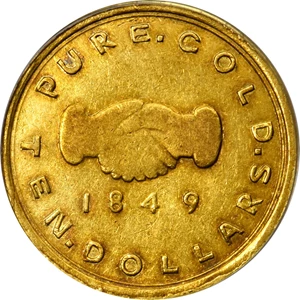 image for: 1849 Mormon $10. K-3. Rarity-7. AU-53 (PCGS). CAC.