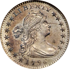 image for: 1796 Draped Bust Half Dime. LM-1. Rarity-3. LIKERTY. MS-65 (NGC).