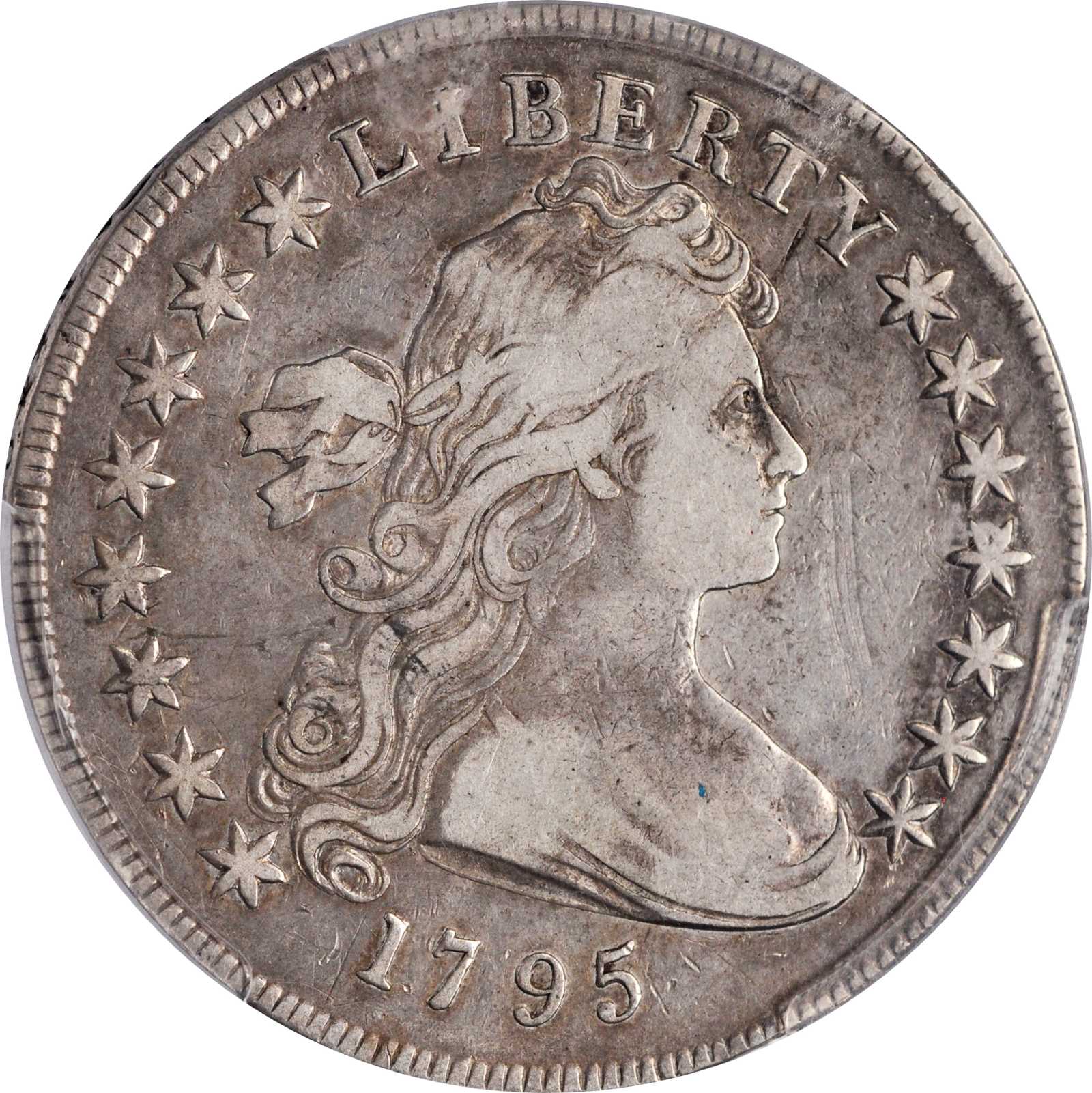 1795 Draped Bust Silver Dollar. BB-52, B-15. Rarity-2. Centered Bust. VF-25 (PCGS).