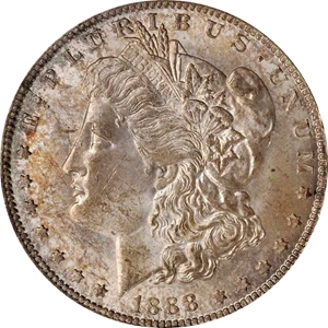 image for: 1888-O Morgan Silver Dollar. VAM-1B. Top 100 Variety. Scarface. MS-63+ (PCGS).