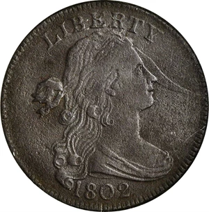 image for: 1802 Draped Bust Cent. S-239. Rarity-3. AU Details--Corroded (NCS).
