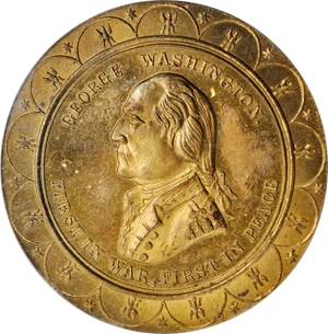 image for: "1799" (ca. 1863) Robinson's Washington Medal. By George Hampden Lovett. Musante GW-569, Baker-77C. Brass. MS-63 (ANACS).
