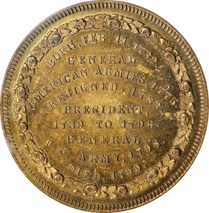image for: "1799" (ca. 1863) Robinson's Washington Medal. By George Hampden Lovett. Musante GW-569, Baker-77C. Brass. MS-63 (ANACS).