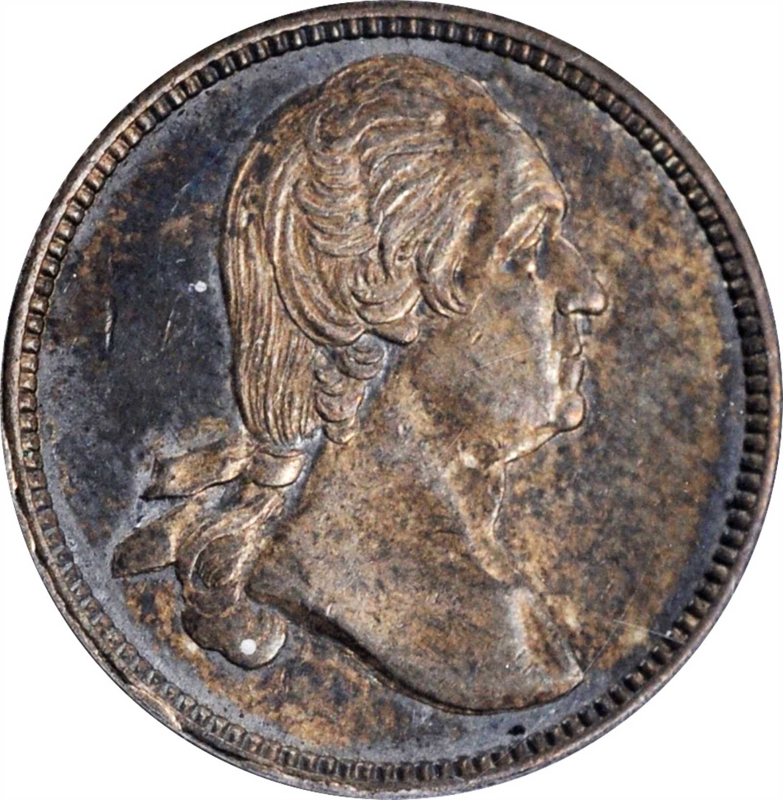 1864 Great Central Fair, Philadelphia Medalet. Musante GW-672, Baker-363, Fuld-750L-1f, Julian CM-43. Silver. AU-55 (ANACS).