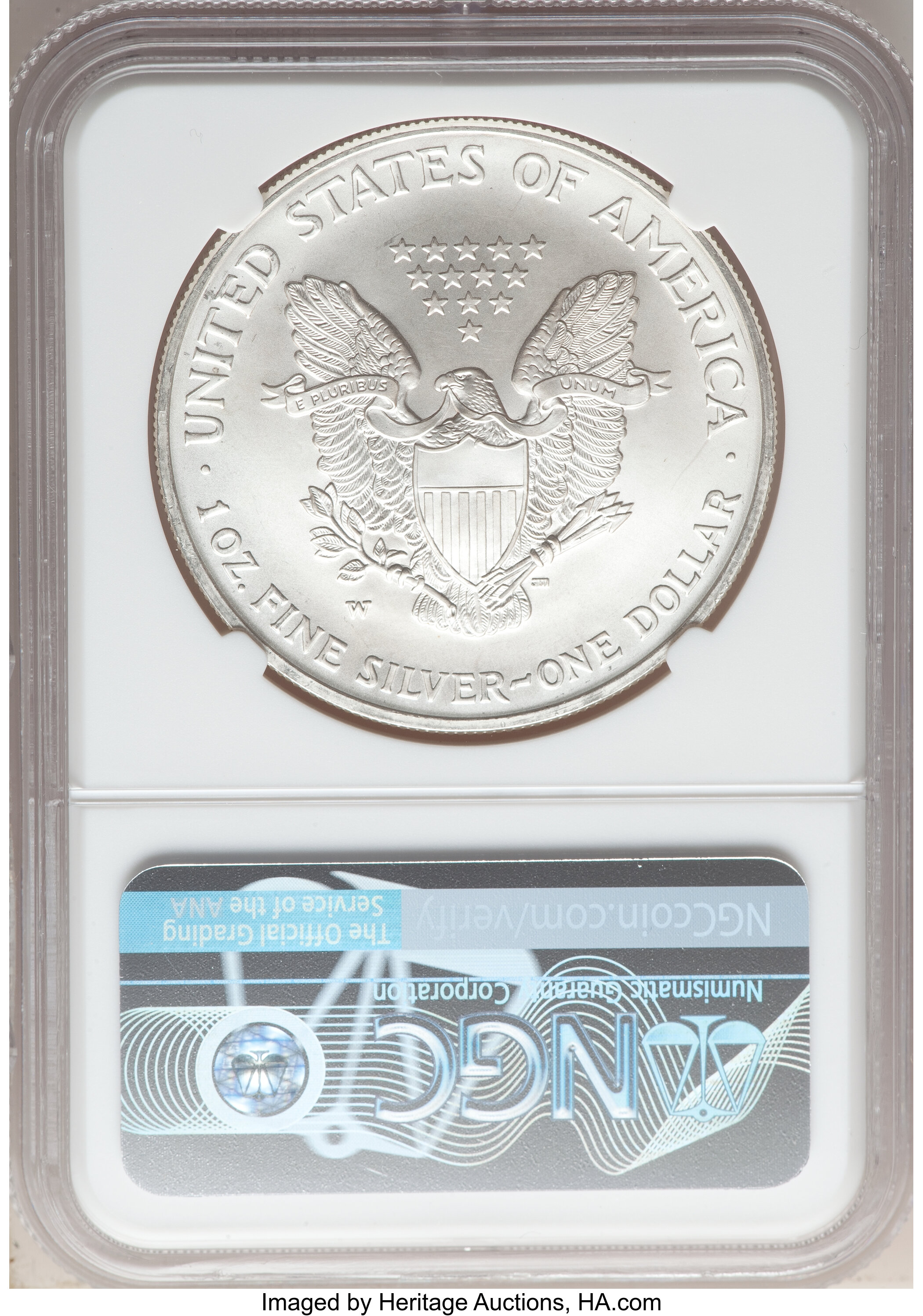 2008-W $1  Silver Eagle, Burnished, Reverse of 2007 MS68 thumbnail 4