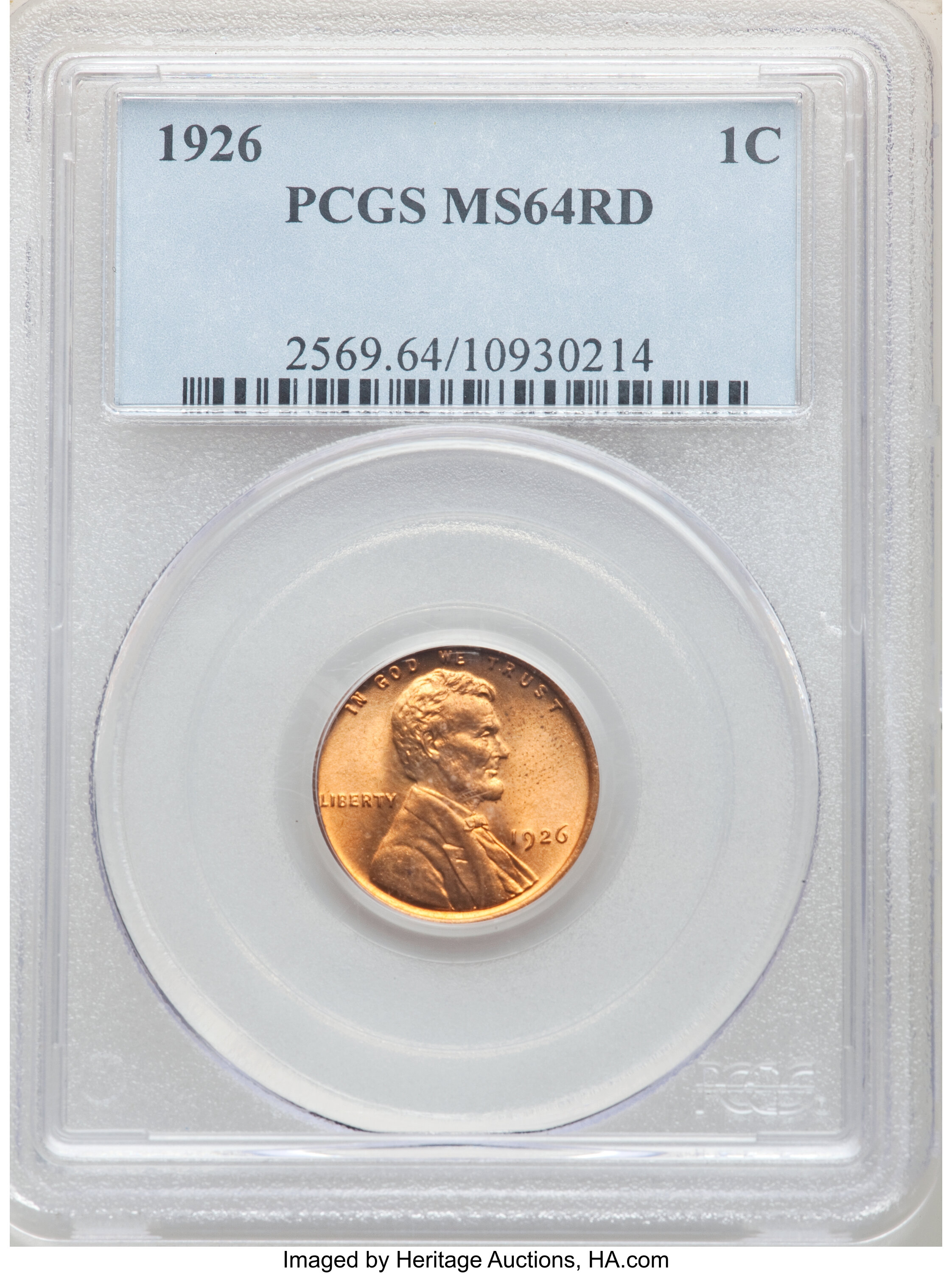 1926 1C MS64 Red PCGS. PCGS Population: (620/1607). NGC Census: (155/626). CDN: $30 Whsle. Bid for NGC/PCGS MS64. Mintage 1...