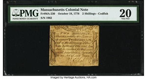 image for: Massachusetts October 18, 1776 2s PMG Very Fine 20....