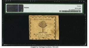 image for: Massachusetts October 18, 1776 2s PMG Very Fine 20....