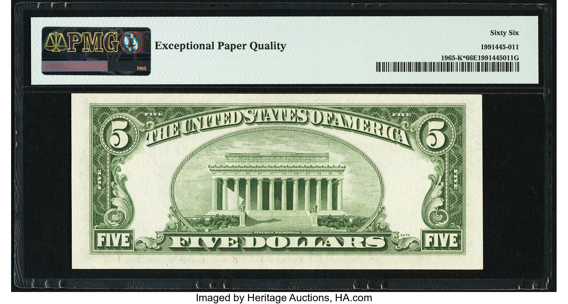 image for: Fr. 1965-K* $5 1950D Federal Reserve Note. PMG Gem Uncirculated 66 EPQ....