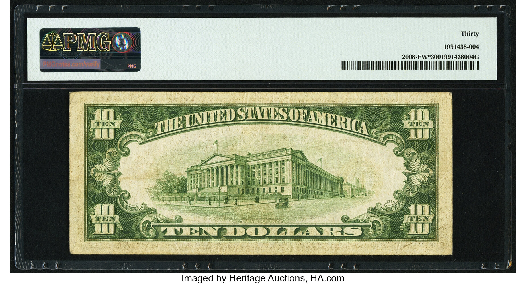 image for: Fr. 2008-F* $10 1934C Wide Federal Reserve Note. PMG Very Fine 30....