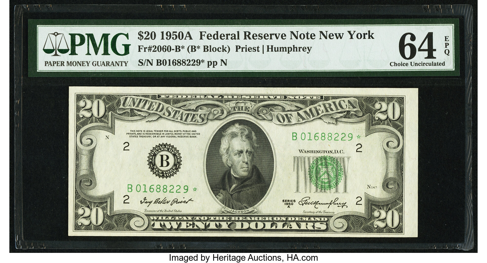 1950A $20 New York, Star Replacement (Fr. 2060B*)