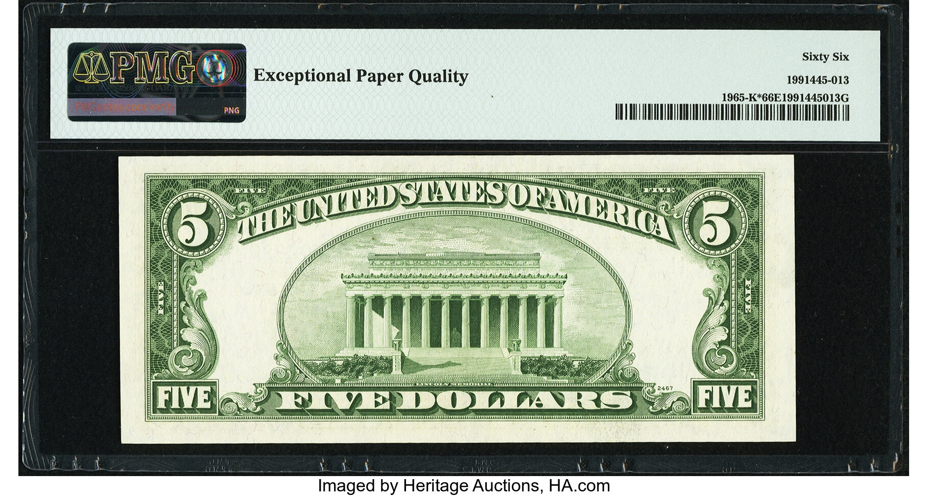 image for: Fr. 1965-K* $5 1950D Federal Reserve Note. PMG Gem Uncirculated 66 EPQ....