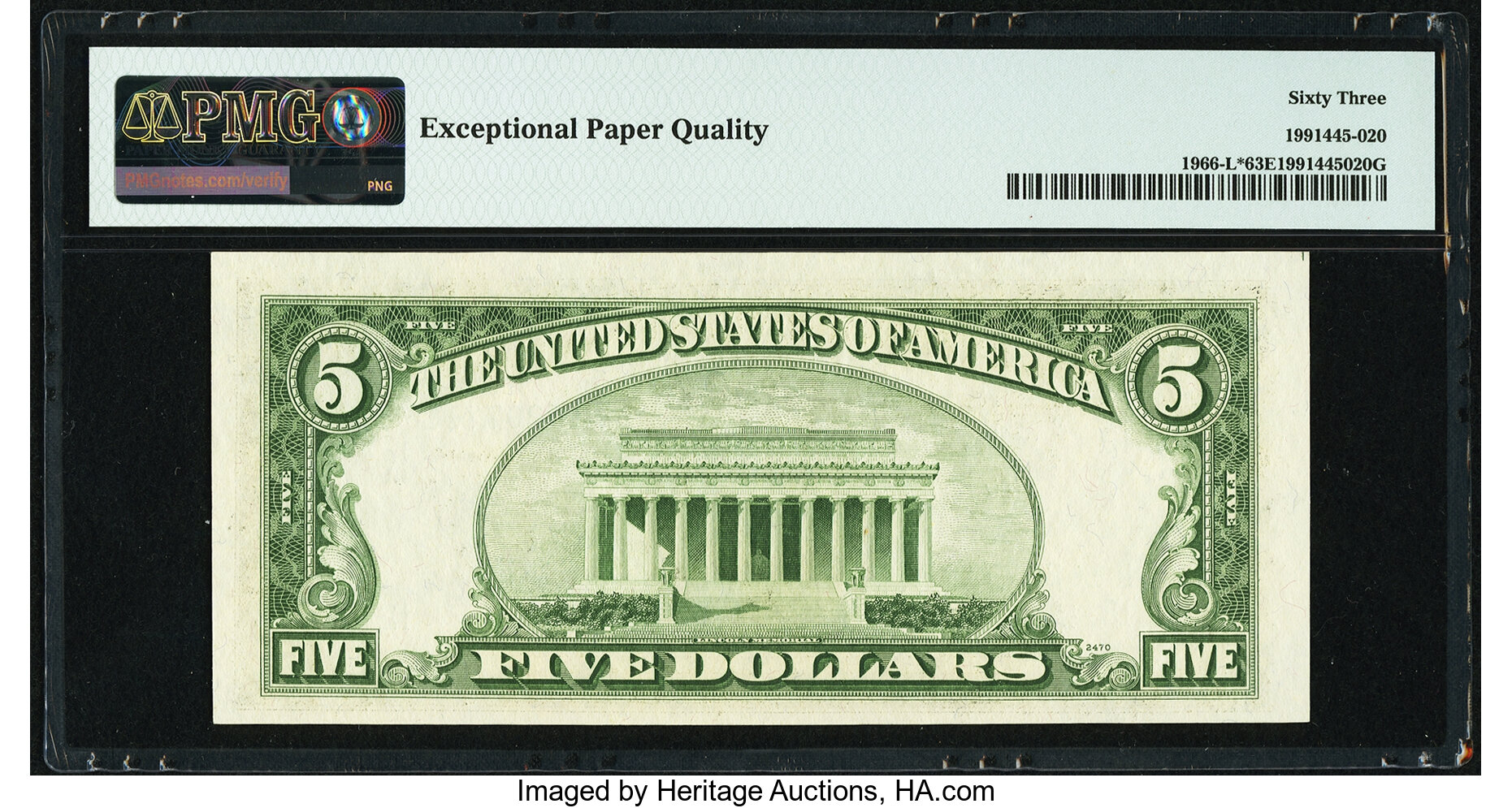 image for: Fr. 1966-L* $5 1950E Federal Reserve Note. PMG Choice Uncirculated 63 EPQ....