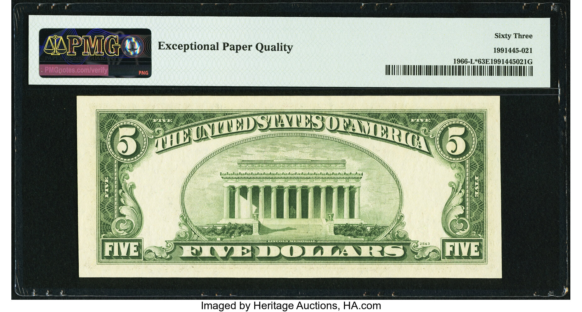 image for: Fr. 1966-L* $5 1950E Federal Reserve Note. PMG Choice Uncirculated 63 EPQ....