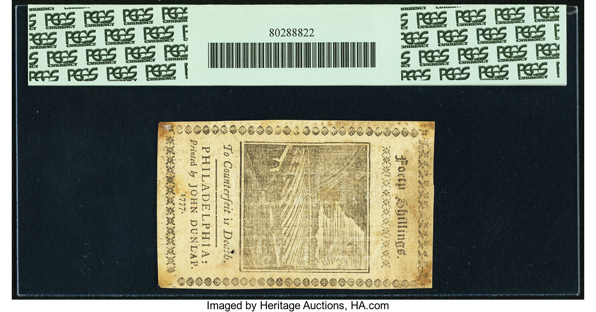 image for: Pennsylvania April 10, 1777 40s PCGS Apparent Very Fine 35....