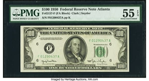 image for: Fr. 2157-F $100 1950 Federal Reserve Note. PMG About Uncirculated 55 EPQ....