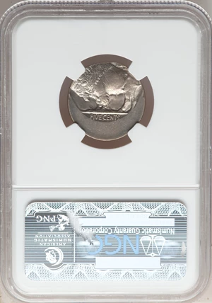 image for: No Date 5C Type Two Buffalo Nickel -- Struck 25% Off Center -- MS63 NGC....
