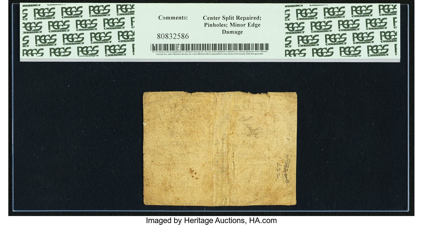 image for: North Carolina April 2, 1776 $1/4 FB in Black Script Monogram Fr. NC-155d PCGS Very Fine 30....