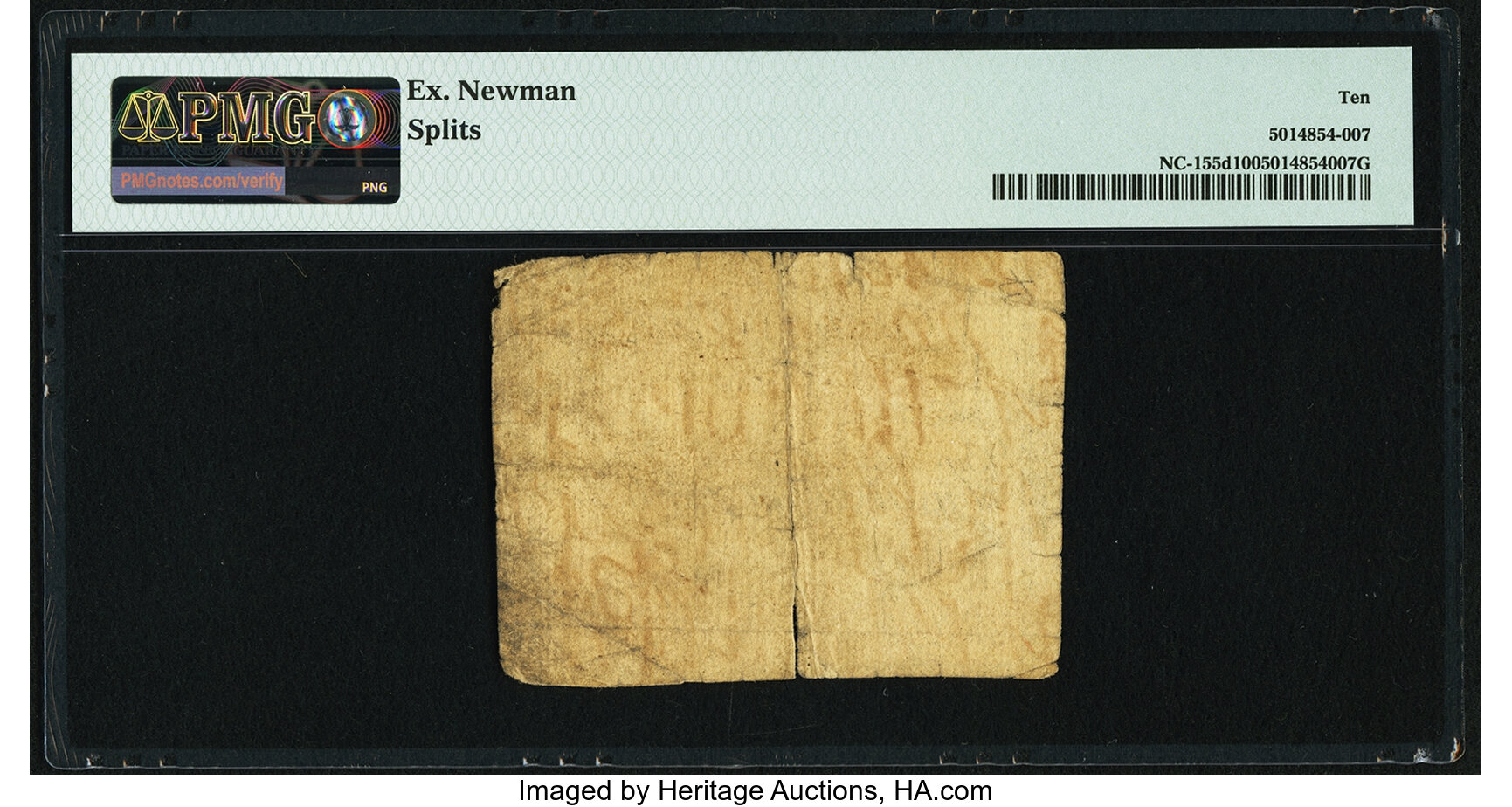 image for: North Carolina April 2, 1776 $1/4 FB in Black Script Monogram Fr. NC-155d PMG Very Good 10....